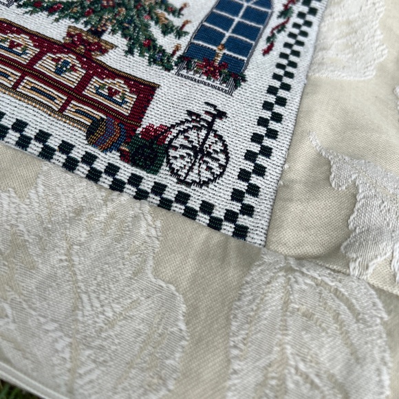 Vintage Completed Needlepoint Christmas Pillow Cover Upholstery Fabric 13” - Picture 10 of 13